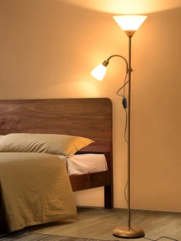 Двуглава майка и дете лампа четене вертикална всекидневна етаж лампа спалня нощно шкафче Led дистанционно управление Nordic прост