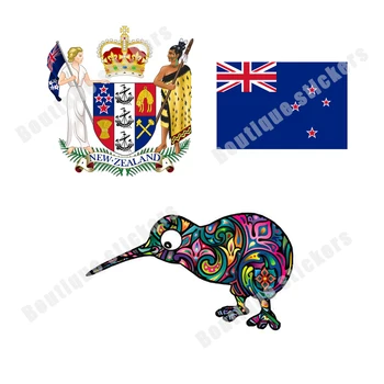 Нова Зеландия флаг Национална емблема карта Киви птица стикер карикатура красива реалистична творческа кола прозорец тялото декорация