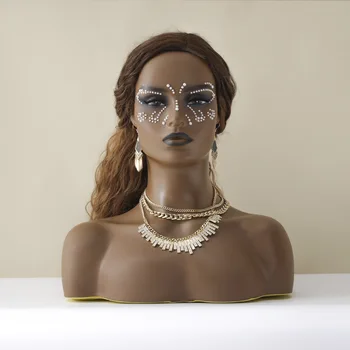 афро-американски женски перука дисплей Маникин главата женски манекен глави бюст с рамене за перуки шапки огърлица