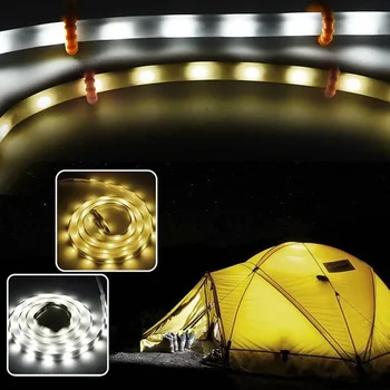 Палатка LED светлинна лента водоустойчива външна къмпинг топла бяла лампа преносима непропусклива гъвкава неонова лента лента фенер светлини