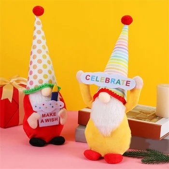 E5BB Малък с банери Gnome Декоративни занаяти Орнамент Рожден ден Нова година Рожден ден Декорация за рожден ден Детски рожден ден