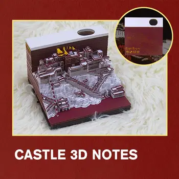3D Memo подложки Магически замък бележник кубчета бележка блок скрапбук стикери офис декор новост подаръци за приятели B0U3