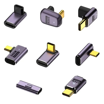Мулти-стандартни USB C адаптери U-образен прав ъглов адаптер тип C женски към тип C мъжки 40Gbps бърз адаптер за данни
