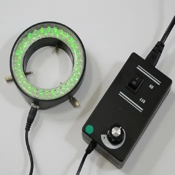 FYSCOPE Зелени цветни светлини 60pcs LED осветено увеличение Регулируема стерео биологична микроскопска лампа с адаптер 220V 110V