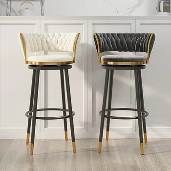 Релаксиращи ергономични бар столове Метални луксозни модерни скандинавски бар столове Дизайнерски приемни табурети Altos Cocina Мебели за дома