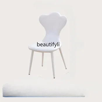 Малка талия крем стил Начало Бяла кожа трапезен стол Nordic модерен минималистичен дизайнер облегалка стол черен стол