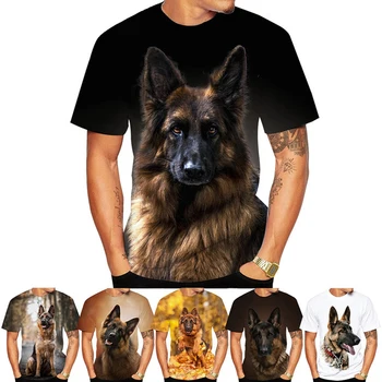 Нова мода немска овчарка 3D отпечатани тениска мъжки и дамски универсални летни случайни къси ръкави куче риза отгоре