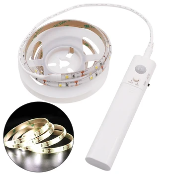  сензор за движение LED лента водоустойчив 1M 30LED гардероб PIR нощна светлина топло бяло с автоматично изключване таймер килер легло лампа