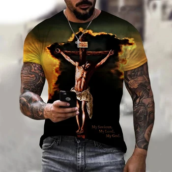 2023 Нов Бог Религия Христос Исус Отпечатана 3D тениска Мъже Ежедневни деца Момчета Жени Хип-хоп мода Унисекс Harajuku Улично облекло Tops