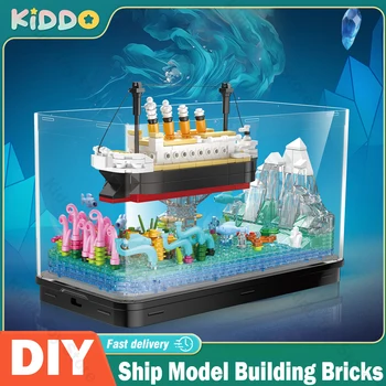 579pcs Micro Mini Building Blocks Set Toy Ship Model Building Bricks with Light 3D пъзел комплекти DIY образователни играчки събрание играчка