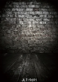 Порутени тухлена стена дървен под фон Хелоуин тъмнина фотографски декори за фотосесия винил плат 3D