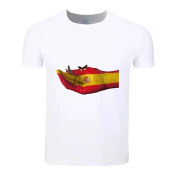 Испания Флаг памук студенти лятна тениска обичай случайни къс ръкав мъже жени момчета момичета тениска тениска