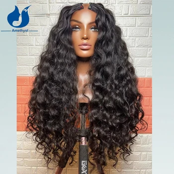 Amethyst Deep Wave бразилски Remy човешка коса 1X3 U част перуки за жени без лепило U образни перуки Не оставяйте хлабав къдрава U-част