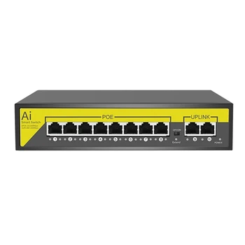 48V 8Ports POE Switch Ethernet 10/100Mbps IEEE 802.3 Af/At За IP камера/Система за видеонаблюдение за охранителни камери/Безжичен AP EU Plug