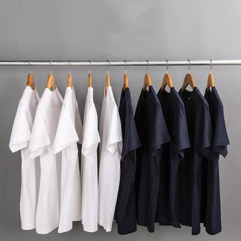 230G високо качество тежка категория плътен цвят прости основни мъжки тройници лятна мода къс ръкав празен пуловер върховете унисекс тениска