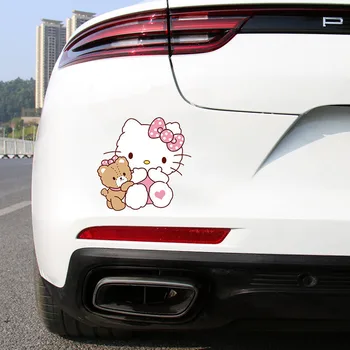 Kawaii Sanrio аксесоари за кола Hello Kittys аниме инс сладък кола стикери персонализирани скреч блок стикери декоративен подарък