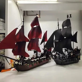 Запас Корабът на отмъщението на кралица Анна Съвместим Черна перла кораб модел кораби строителни блокове момчета рожден ден Карибите подаръци Детски играчки