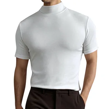 Мъжка тениска Casual slim Tops Тениска с къс ръкав Дишащи тениски Плътен цвят Високо качество Комфорт Лятна фитнес Chemise