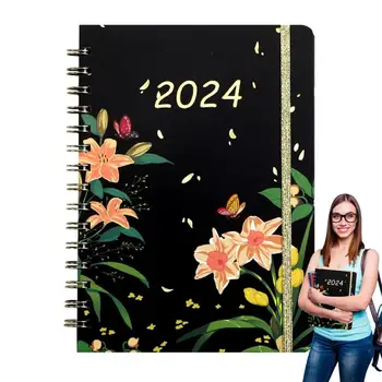 Daily Planner Спирала бележник Дневен дневен ред 2024 A5 формат инструмент за планиране за работа пътуване офис бележки домашна работа и проучване
