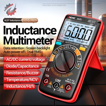 AL01L 6000 брои цифров мултицет AC / DC волтметър амперметър омметър NCV съпротивление температура Hz професионален тестер метър