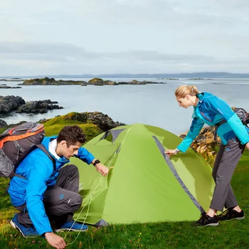 Външна палатка за двама души, устойчива на вятър, устойчива на силен дъжд, двуслойно сгъване, преносима палатка за къмпинг и алпинизъм