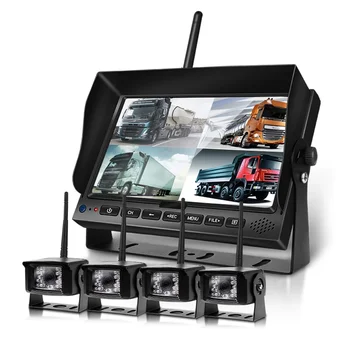 2.4G 1080P цифрова безжична камера система за заден ход помощ тежкотоварен камион MDVR 256GB четворен екран с 4PCS безжична камера за архивиране
