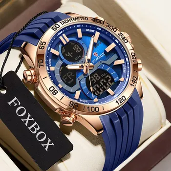 FOXBOX мода LED дисплей часовник мъже Топ марка силиконов спорт хронограф ръчен часовник случайни армия военни цифров часовник за мъже
