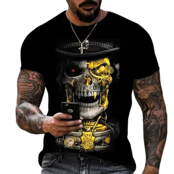 2022 Лятна хорър модел Мъжка тениска Нова мода Crew Neck Top Punk High Street къс ръкав 3D стерео печат Casual тениска