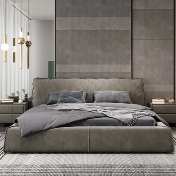 италиански майстор Голямо двойно легло Прост висок етаж спалня двойно легло човешки модерни мюблета para dormitorio Nordic мебели