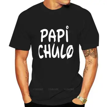 Мъжки тениски винтидж стил къс ръкав Papi Chulo мексикански Chicano Испанци латино мъжки тениска мъжки черни върхове тениска