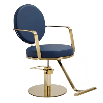Модерни бръснарски столове от неръждаема стомана Повдигащ се въртящ се стол Прост салон за красота Фризьорски столове Леки луксозни салонни мебели