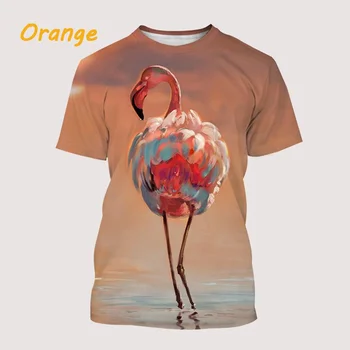 2023 Нова мода 3D фламинго отпечатана тениска мъже/жени летни ежедневни графични тениски
