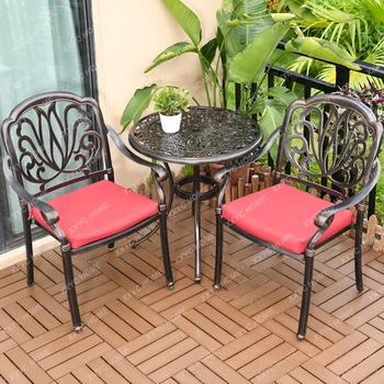 Балкон маса-стол комплект малки масичка за кафе покритие двор градина свободно време желязо малка кръгла маса