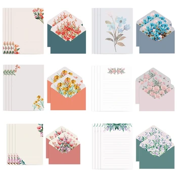 L43D комплект пликове за цветя с 4 буквени хартии за IDEAL за сватбено тържество/дипломиране/покана за бебешки душ Благодарствено писмо Wri