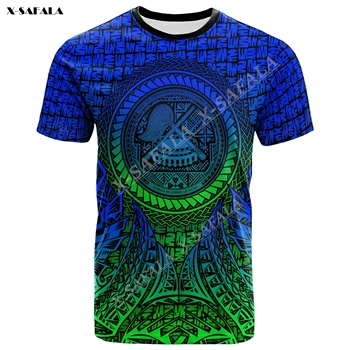 Circle Pattern Blue Custom American Samoa Polynesian 3D Print Men T-Shirts Tops Tees Short Sleeve Casual Quick Dry Breathable