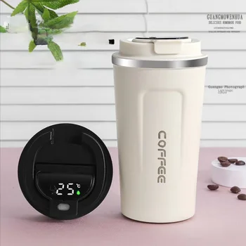Smart Thermos Coffee 380ml 510ml Чаша от неръждаема стомана изолирана чаша Digital LED температура дисплей чаша за горещо/ледено кафе