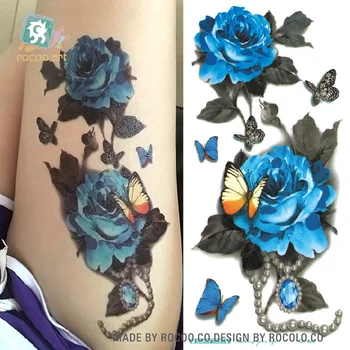 Rocooart 3D цветя Tatuagem жени фалшива татуировка Tatouage за момичета Flash Tatoo секси водоустойчив временен стикер за татуировка Lady Taty