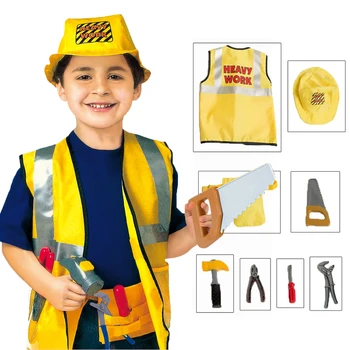 Umorden деца дете строителен работник костюм косплей детска градина ролева игра къща комплект за момчета инженерни обличане парти