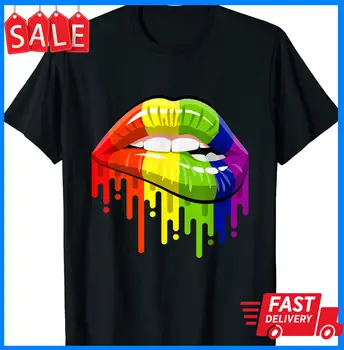 LGBT Rainbow Shirt Lips Pride - Гейове, Хомосексуални, Лесбийки Тениска с дълъг ръкав