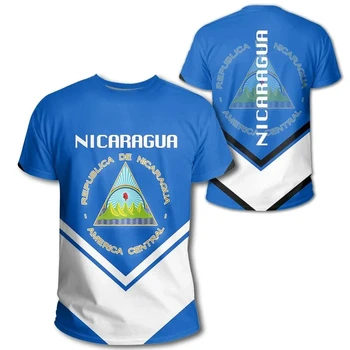2023 Ново знаме на Никарагуа 3D тениска Мода за свободното време Топ Мъжка и дамска дишаща тениска с къс ръкав
