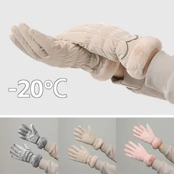 Водоустойчиви жени ски ръкавици мода нехлъзгащи се сгъстяват топли ръкавици за колоездене сензорен екран ветроупорни топли ръкавици