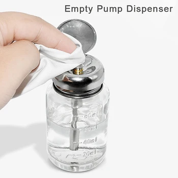Push Down Glass Empty Pump Dispenser For Nail Polish Alcohol Makeup Remover Clear Refillable Bottle Liquid Cleanser Storage