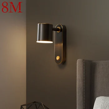 8M Nordic медна стенна лампа LED творчески с превключвател черен ъгъл на светлината на свещника, регулируем за декор Начало Всекидневна Спалня