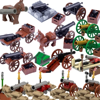 Средновековни пирати оръдия строителни блокове Първата световна война Военна армия Великобритания войници фигури оръжия оръжие превоз аксесоари тухли играчки момчета