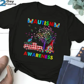 Ribbon Autism Awareness Gnomes Ribbon Autism Awareness Подаръци Тениска дълъг ръкав