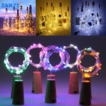 SanjiCook LED светлина низ 1M 2M 3M вино бутилка запушалка медна тел лампа за Свети Валентин сватба семейство коледна украса