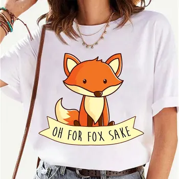 NEW 2024 Дамска тениска Ежедневни Harajuku Дамски ризи OH FOR FOX SAKE Kawaii T Shirt Summer Tee Shirts Femme Women T Shirt Tops