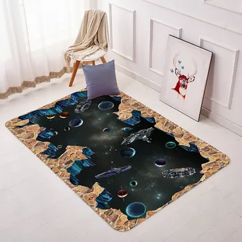 Nordic Soft Flannel 3D печат килим салон Galaxy пространство модел килим против хлъзгане голям размер декор килими за хол площ килими