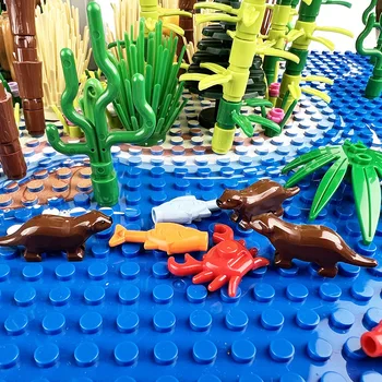 MOC 1PCS 67361 Отпечатани зоопарк видра строителни блокове комплект животински гора вода пейзаж тухли частица играчка деца рожден ден