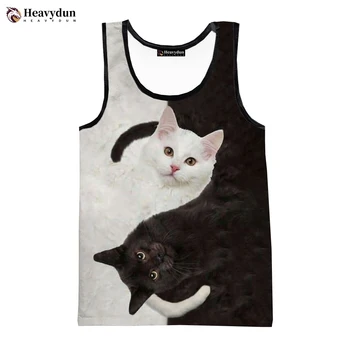 Сладка котка 3D отпечатани потници Мъже Жени Лятна мода Ежедневни ризи без ръкави Хип-хоп Улично облекло Извънгабаритни върхове Тийс